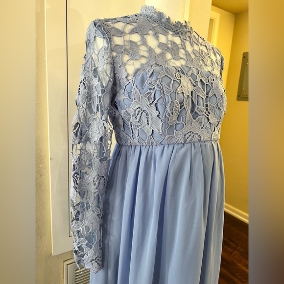 Chi Chi London Maternity Lolita Eyelet High Neck Midi Dress Purple Size 8 - Picture 10 of 13